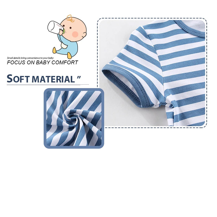 2-Pack Unisex Baby Rompers – Soft Cotton Short Sleeve Zipper Jumpsuits for Boys & Girls