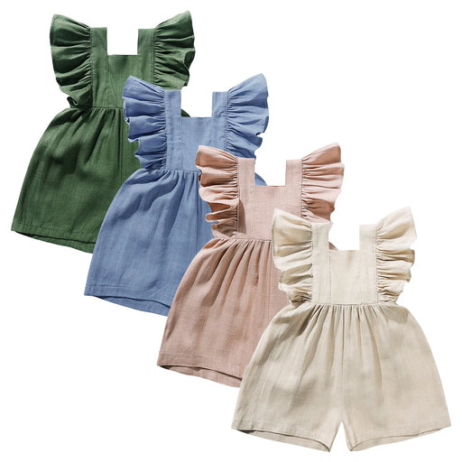 Solid Color Infant Sleeveless Jumpsuit with Adjustable Straps | 0–24 Months
