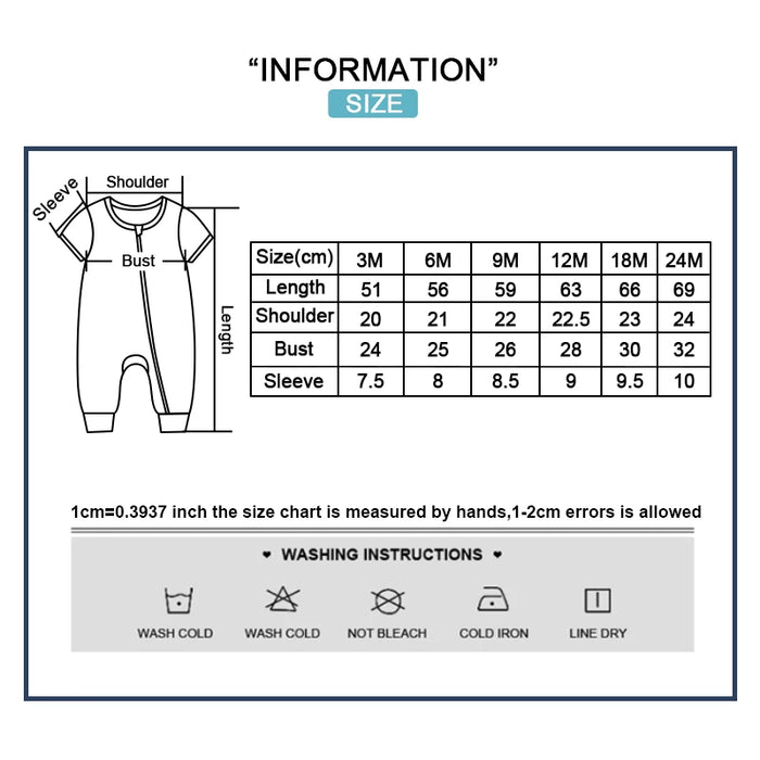2-Pack Unisex Baby Rompers – Soft Cotton Short Sleeve Zipper Jumpsuits for Boys & Girls