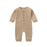 Soft Cotton Baby Romper – Long Sleeve Solid Jumpsuit with Wooden Buttons & Pocket